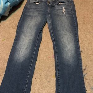 Denim jeans with small rips